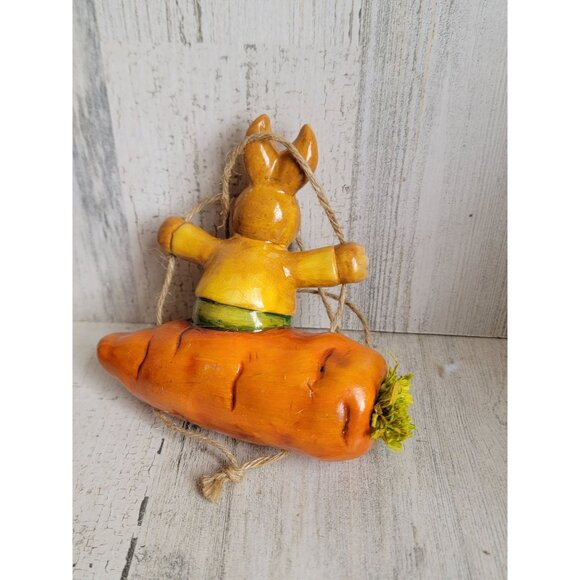 Vintage carrot Easter bunny swing ornament Xmas spring figure unique - Picture 3 of 5